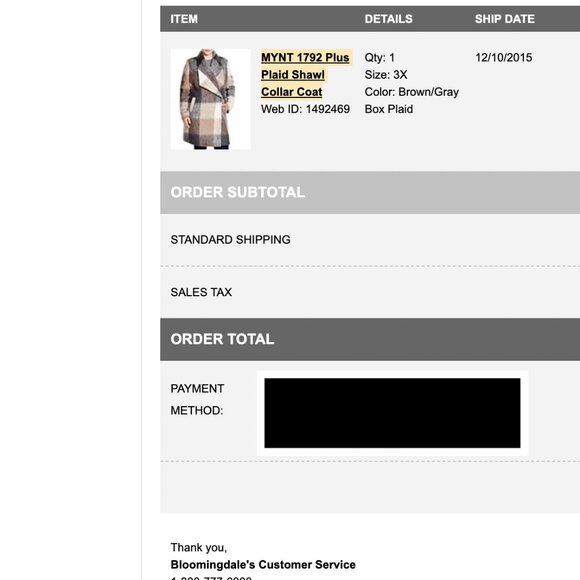 MYNT 1792 Plus Plaid Shawl Collar Coat - 3X - Picture 9 of 9